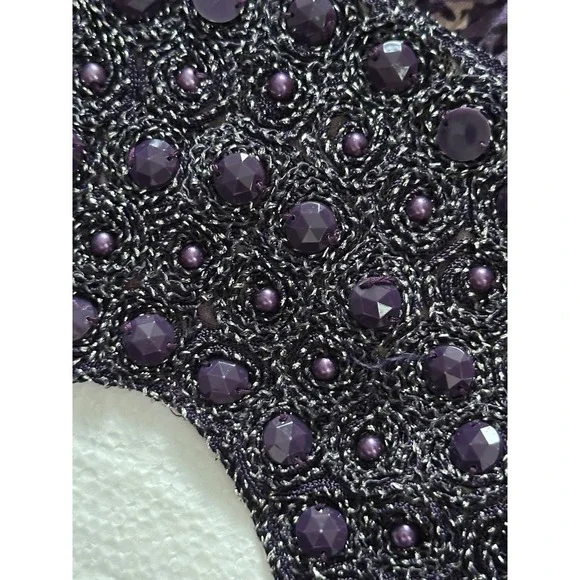 Vanity Y2K Babydoll Tank Top Women Beaded Sequins Fairy Purple Size Small Summer - Picture 4 of 8